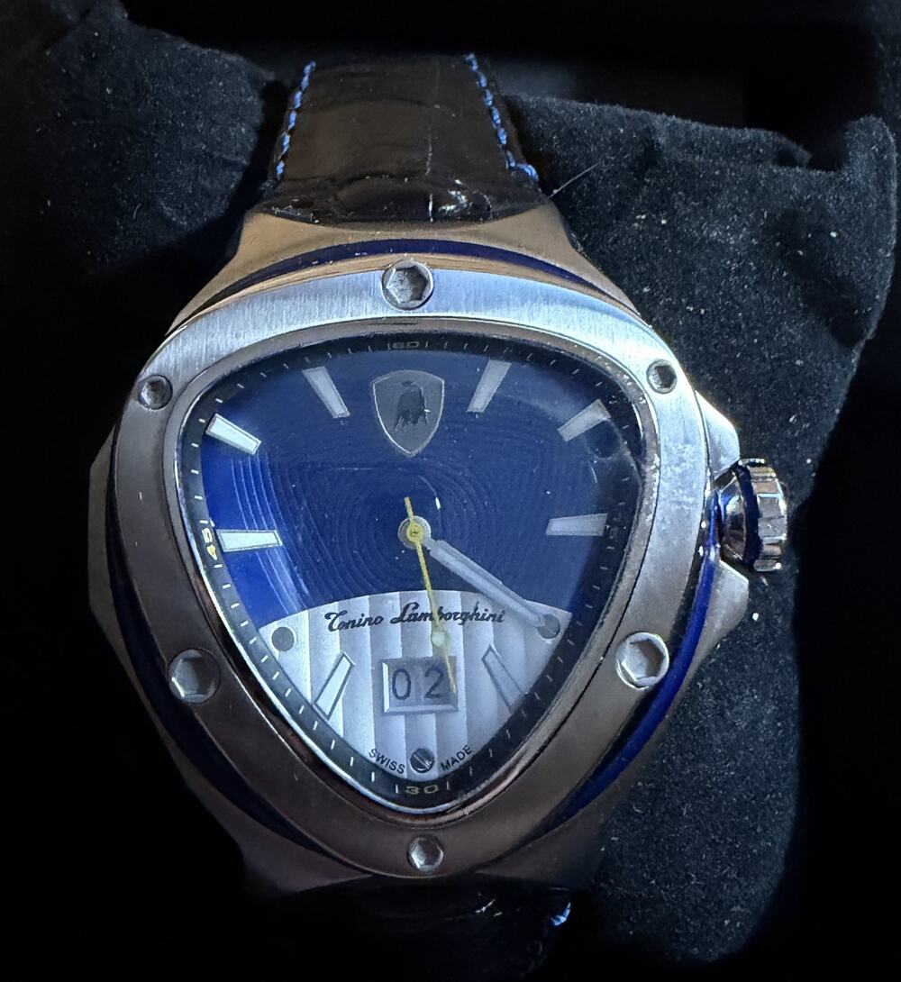 Tonino Lamborghini Swiss Made Men's Watch Blue Dial Stainless Steel Leather